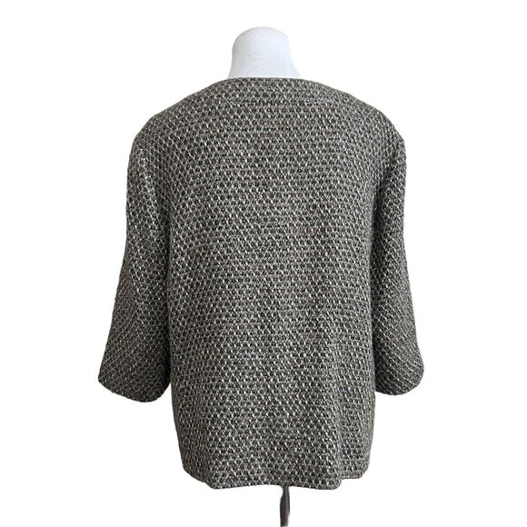 Eileen Fisher Brown Wool Blend Evening Jacket 3/4 Sleeve Womens Size Large / XL - Picture 4 of 9
